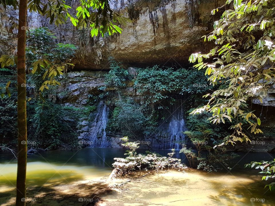 Waterfall flowing from rocks