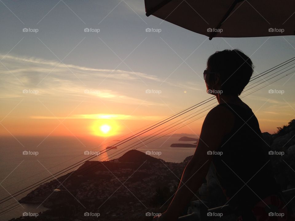 sparkeling sunset. Top of Dubrovnik,  Croatia