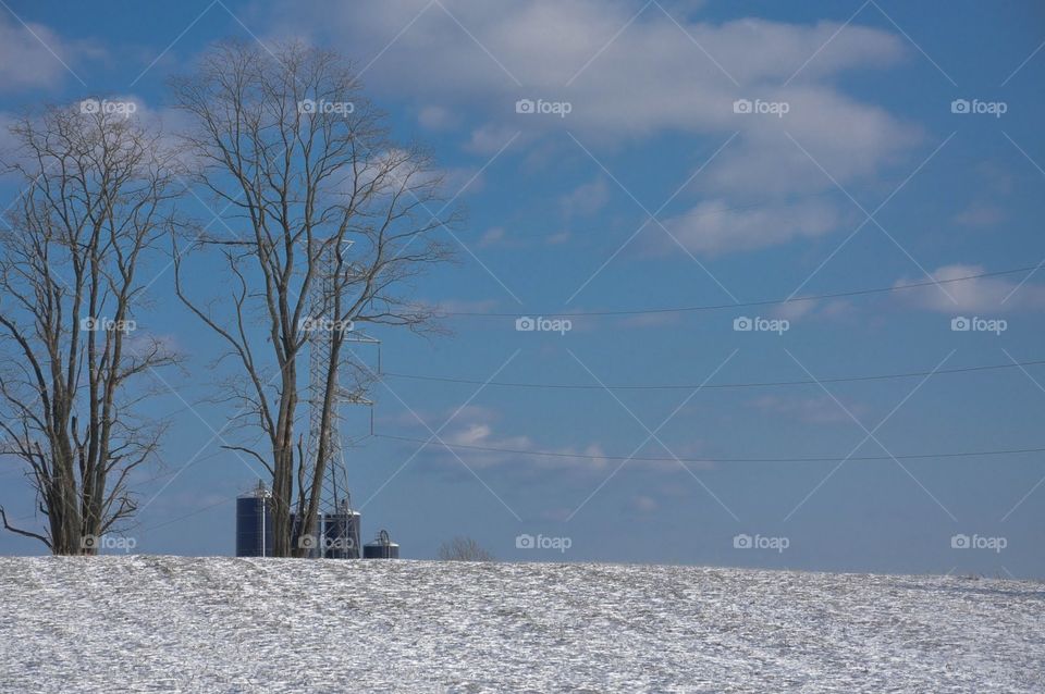 Winter farm scene