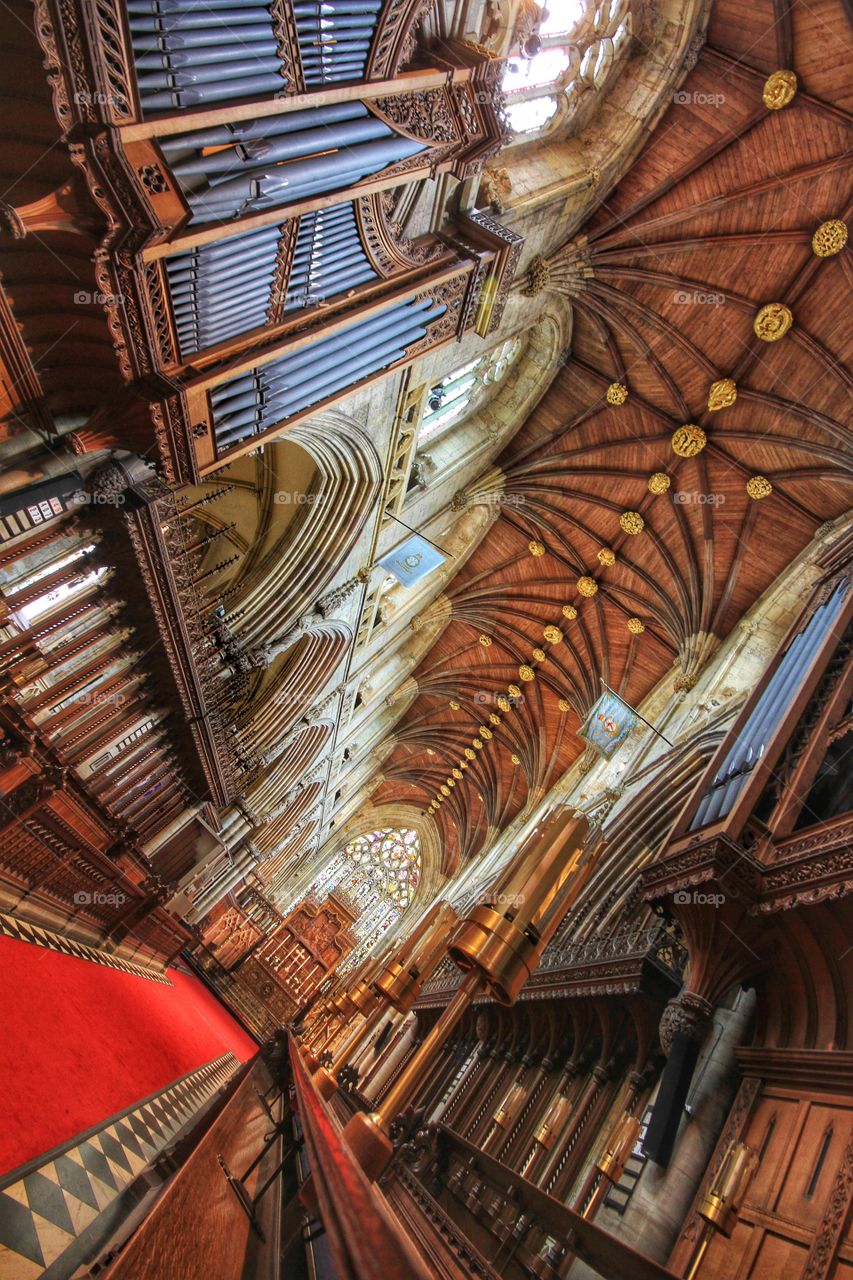 Church Interior. A dramatic angle of a church interior.