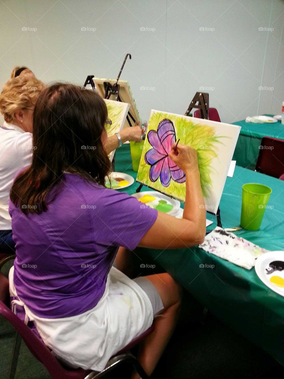 Painting lesson led by professional artist