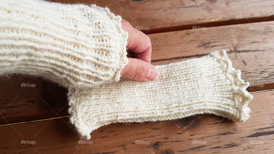 Handmade knitted wrist warmers 