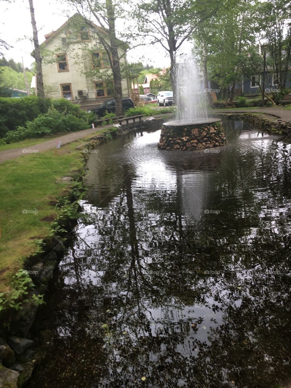 Reflecting pool in park at Sitka Alaska 