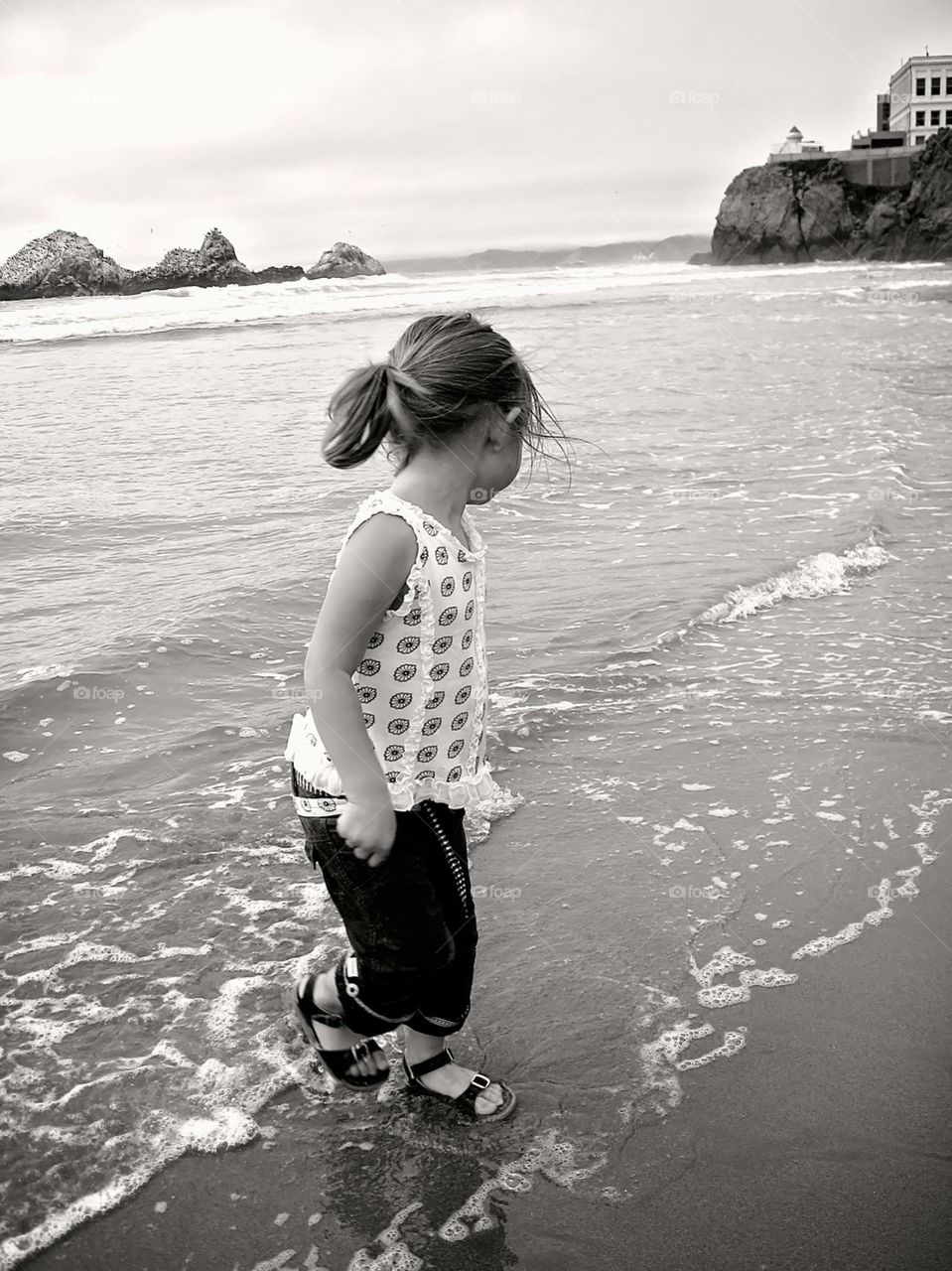 Playing at ocean beach