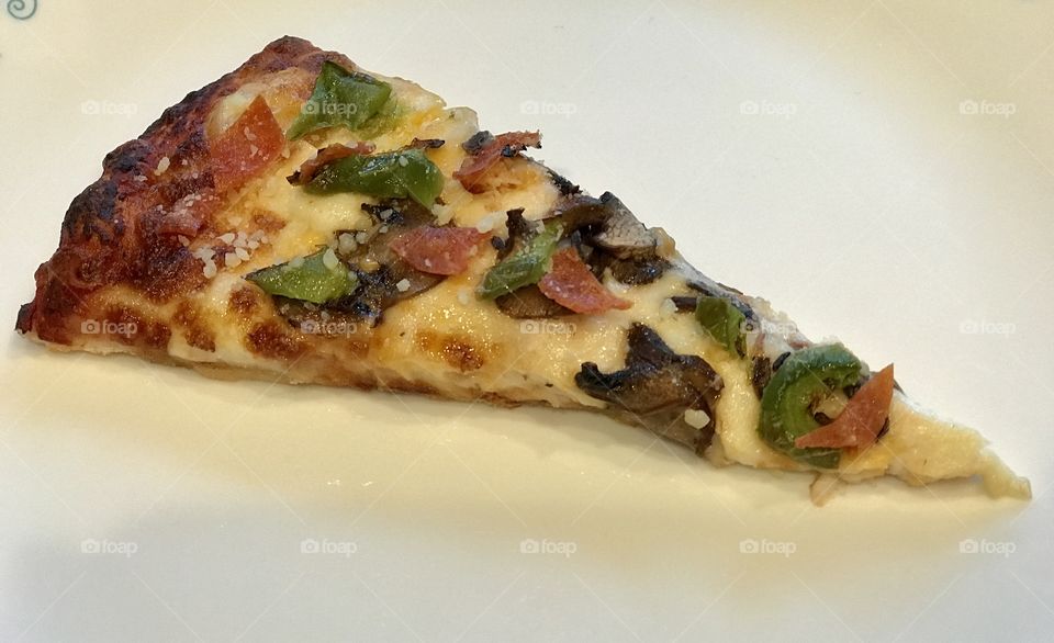 Yummy, Pizza from round table. 