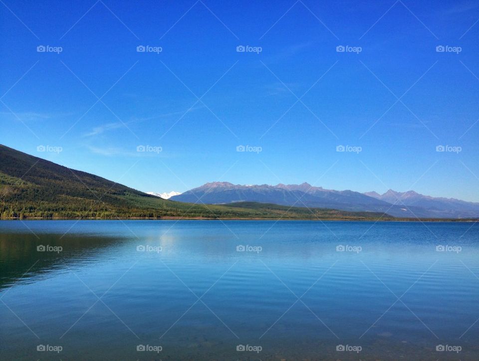 Idyllic lake against blue sky