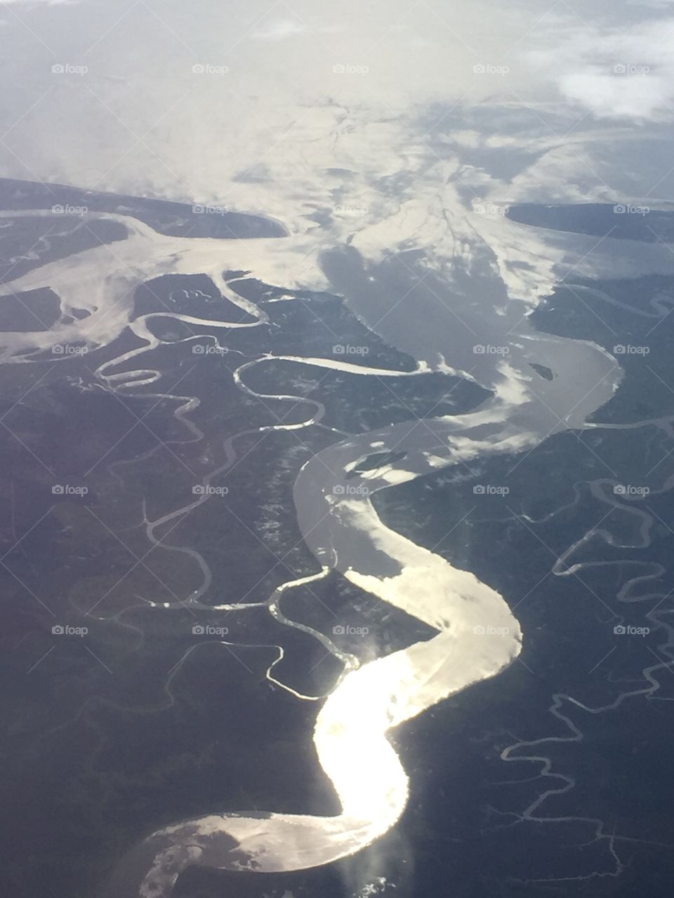 East coast of Florida . Out of the window of the plane 