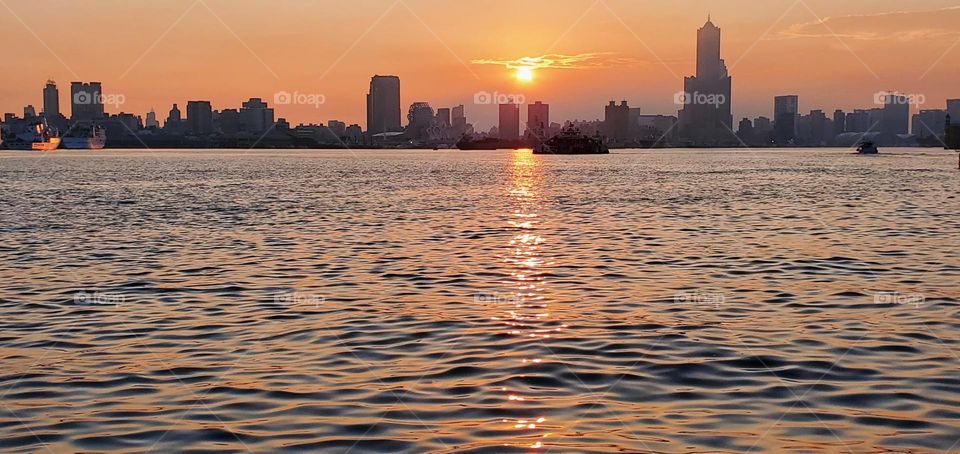 Beautiful sea side and sun set natural landscape