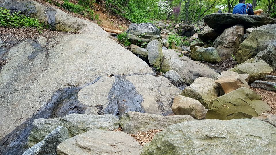 boulders around stream