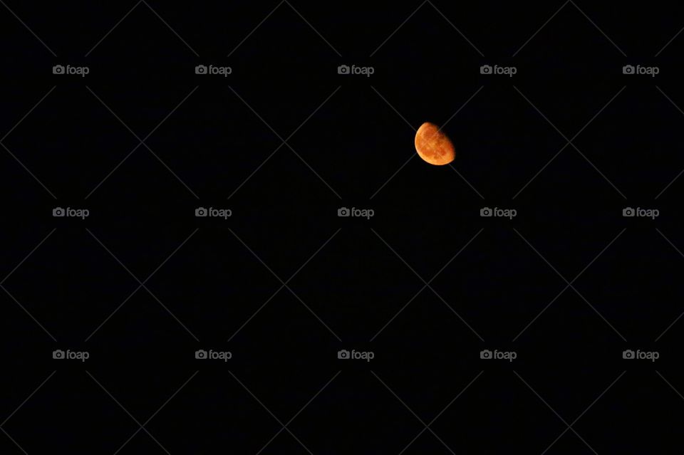 A half moon at night