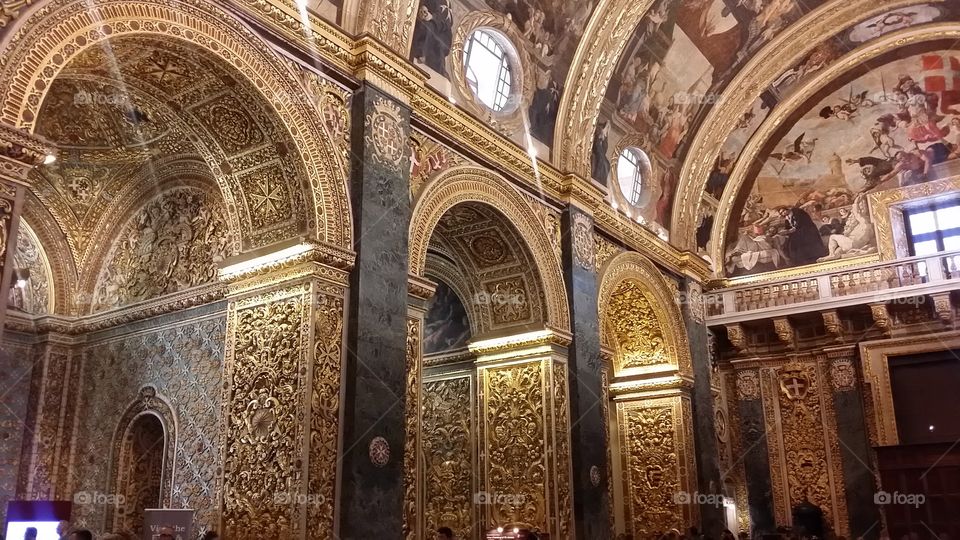 Golden arches in St John's Cathedral Valletta Malta