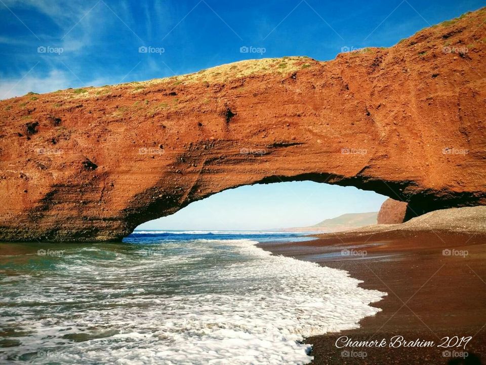one of the most amazing arches in a small beach,3 km far away from Elghzira beach in the region of Ifni .It is called Taghwa arch.It is in the South of Morocco
