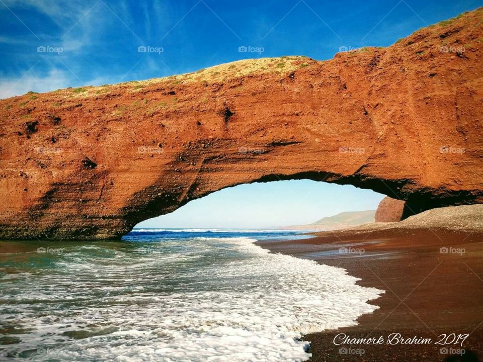 one of the most amazing arches in a small beach,3 km  far away from Elghzira beach in the region of Ifni .It is called Taghwa arch.It is in the South of Morocco