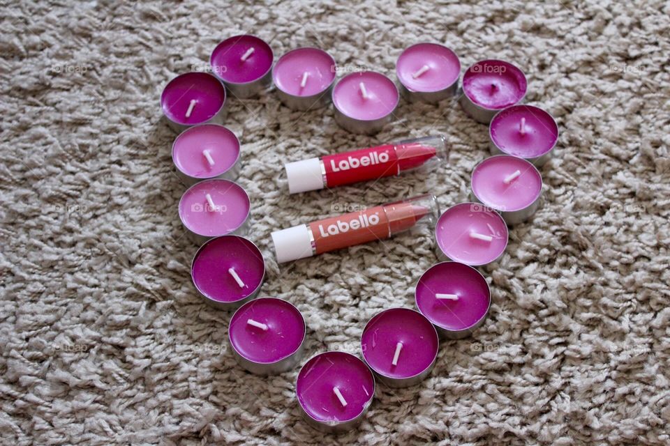 Nivea lipstick and bodycare in a candle pink heart 
