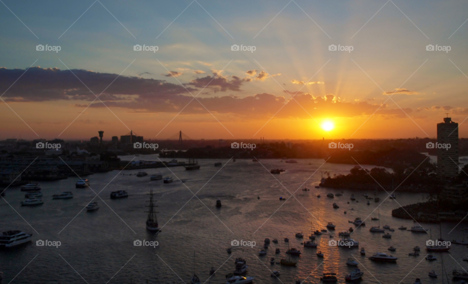 sunset clouds boats harbour by botie2