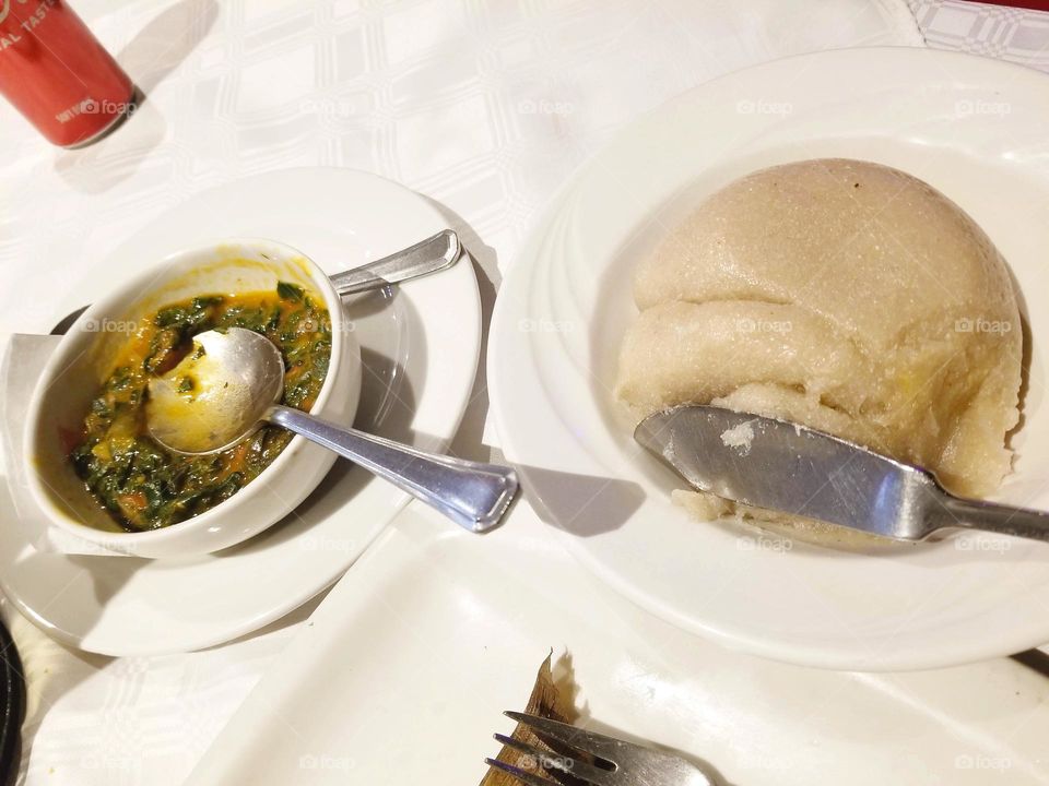 Enjoyed this foods at the local restaurants, traditional spinach from Kavango , served with cassava porridge and yoh very tasty