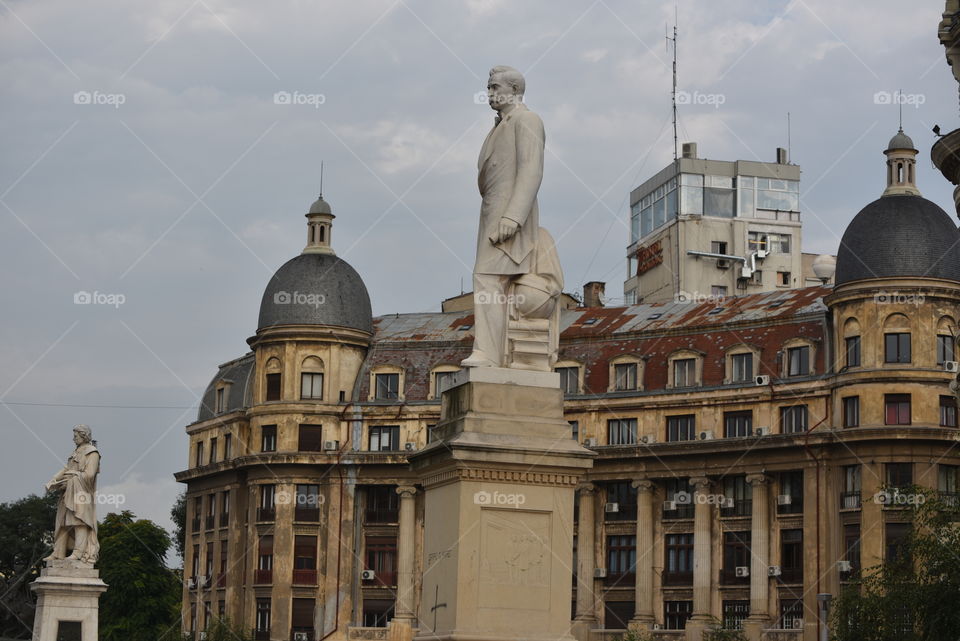 Statues of Bulevard Regina Elisabeta, next to University square, Bucharest, Romania