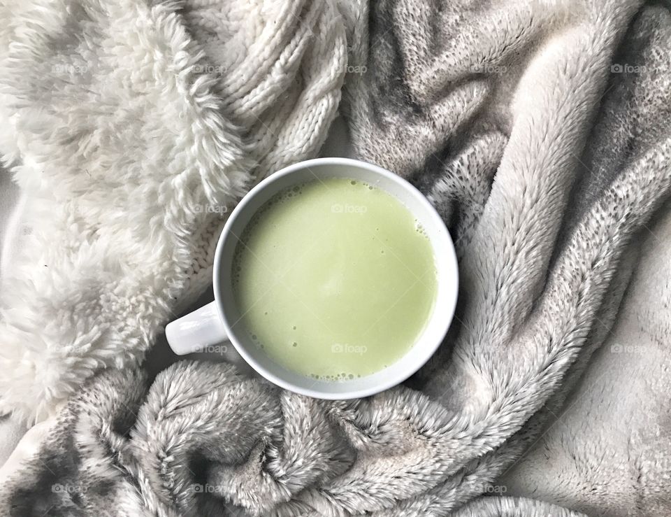 Close-up of green matcha tea
