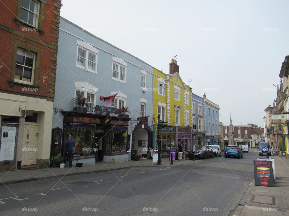 A very quiet high street at glastonbury