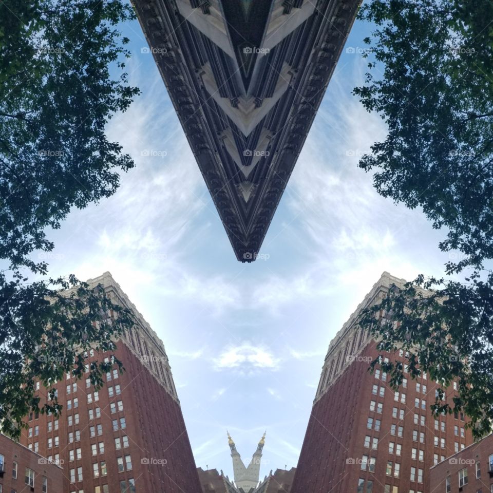 NYC Architecture in Flat Iron on 23rd Street near Madison Square Park. Abstract Photo Collage. Created with Layout App on Android.