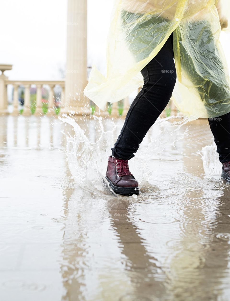 woman running in rain