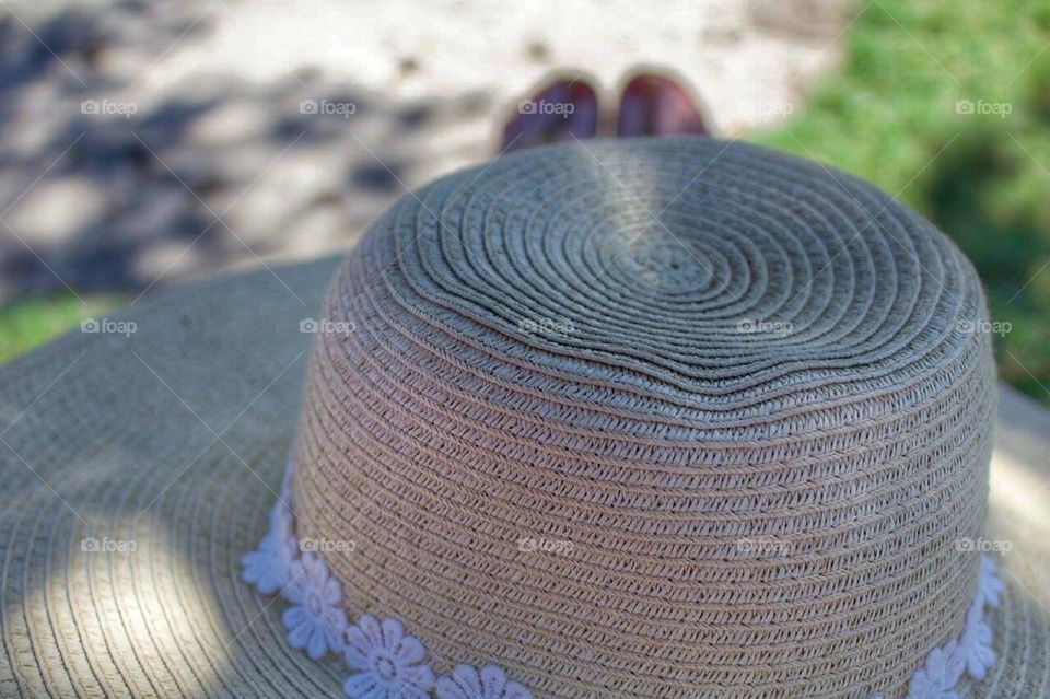 A woman lounging in the aun