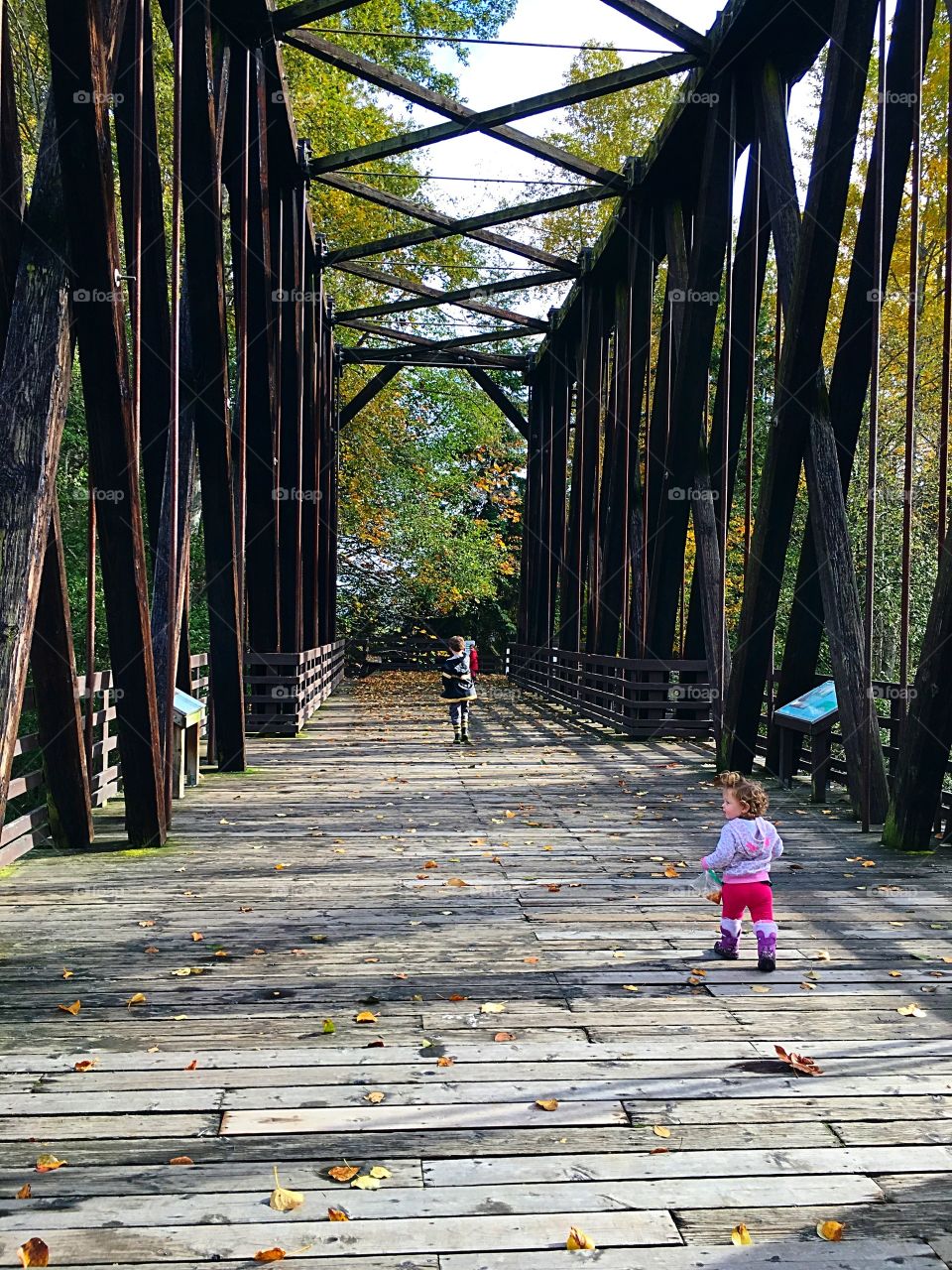 Children on old bridge 