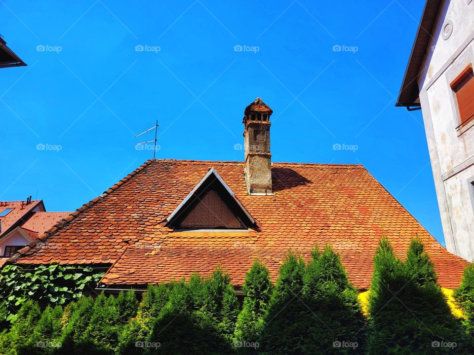 Ljubljana, Slovenia. Urban city view with modern,  old European architecture,  landmark. Geometric shapes