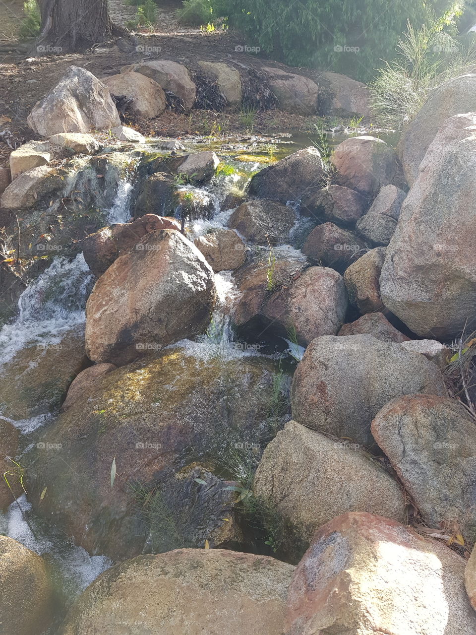 water over rocks
