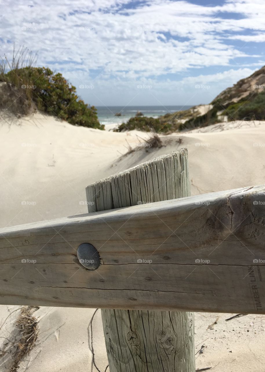 Hiking trail leading down to remote beach in coffin bay national park south Australia 