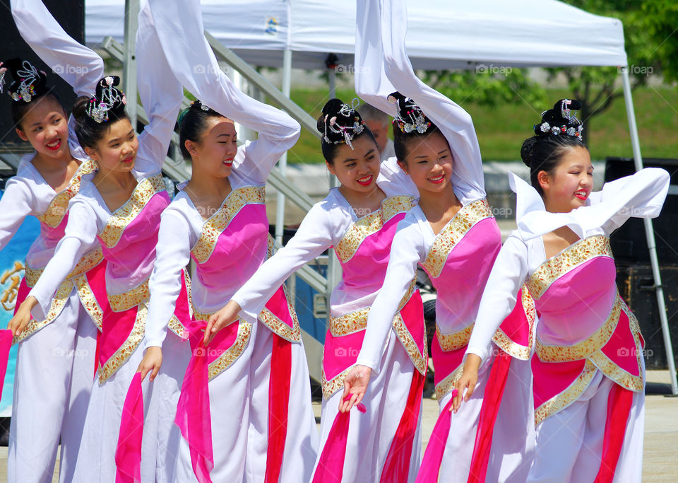 Asian  Women Dancing. Asian American Festival at the Kensico Dam Plaza,  Valhalla,  New York  on May 30,  2015.