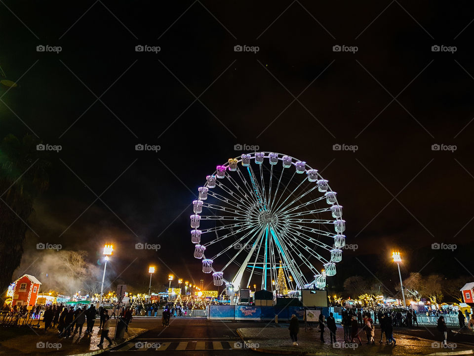 Amusement part at night