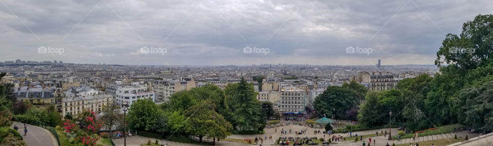 A panoramic view of Paris from Montmartre Hill