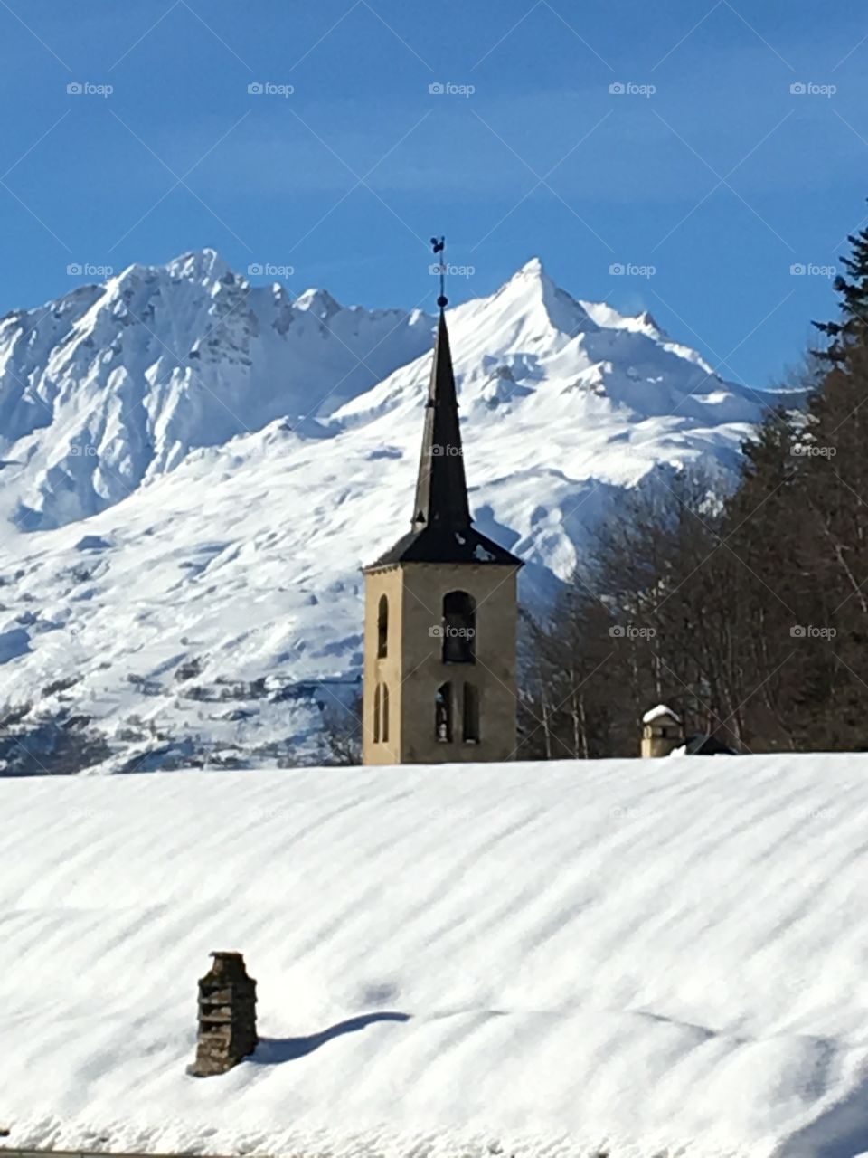 Roof, church and mountain