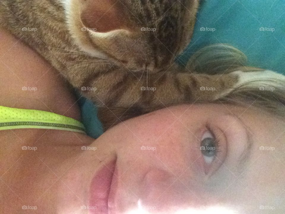 Morning snuggles with my cat
