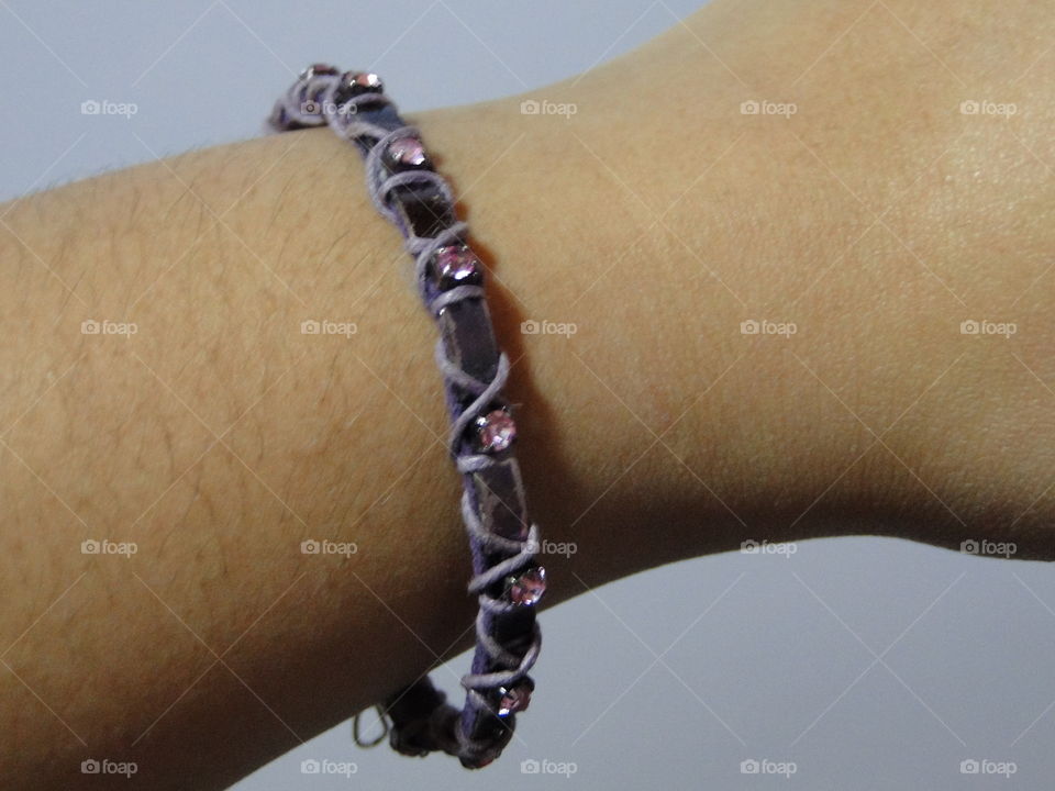 handmade purple bracelet with strass