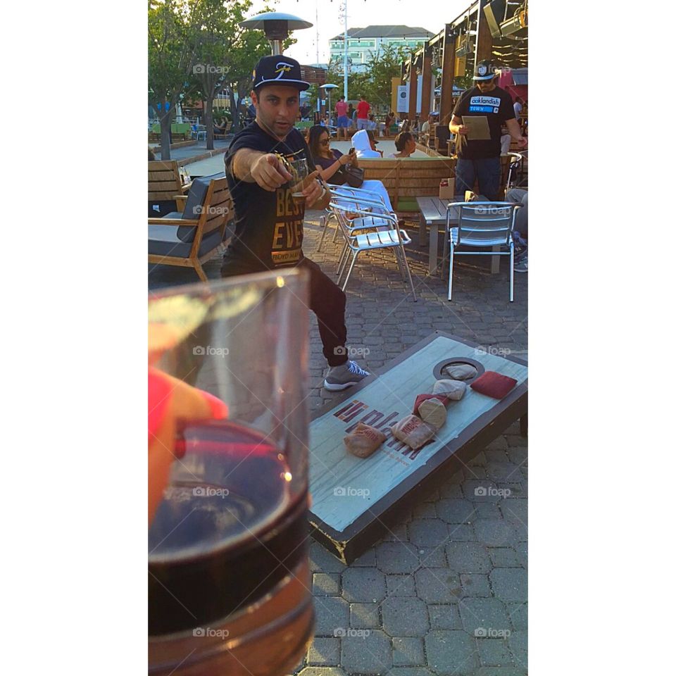 Corn hole. Wine & corn hole 