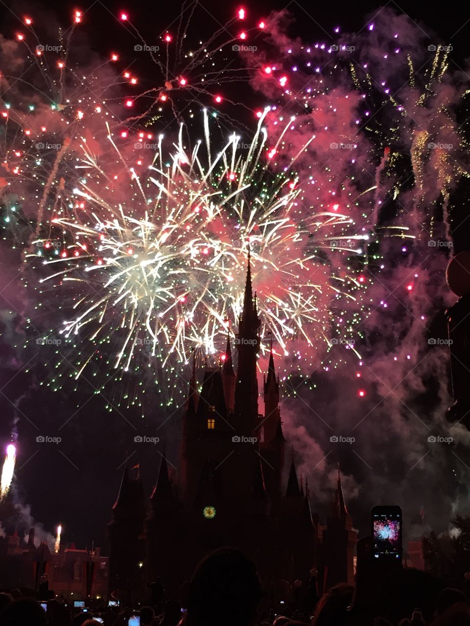 Castle silhouette celebration. Christmas time at Walt Disney World