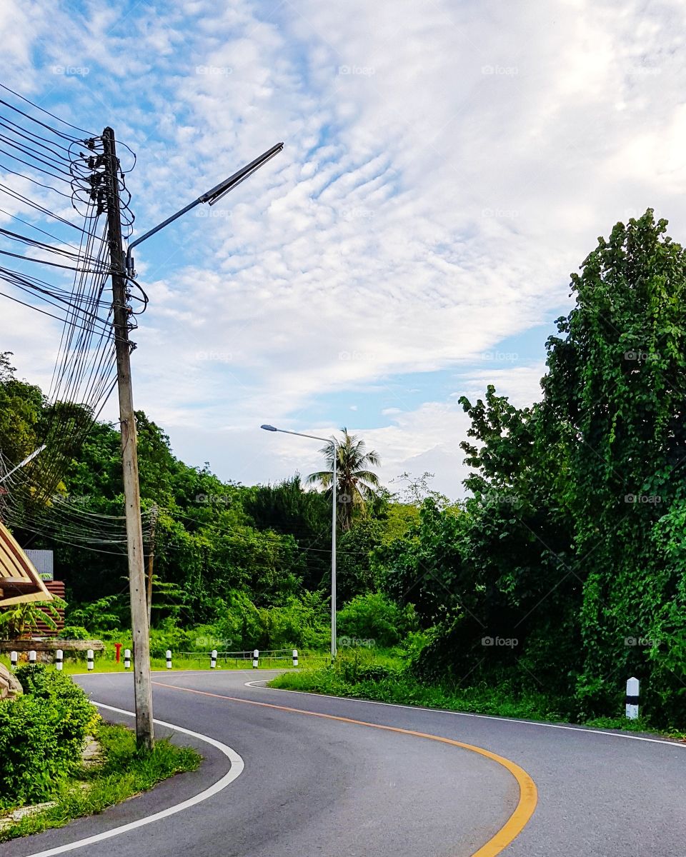 Asphalt street curve road