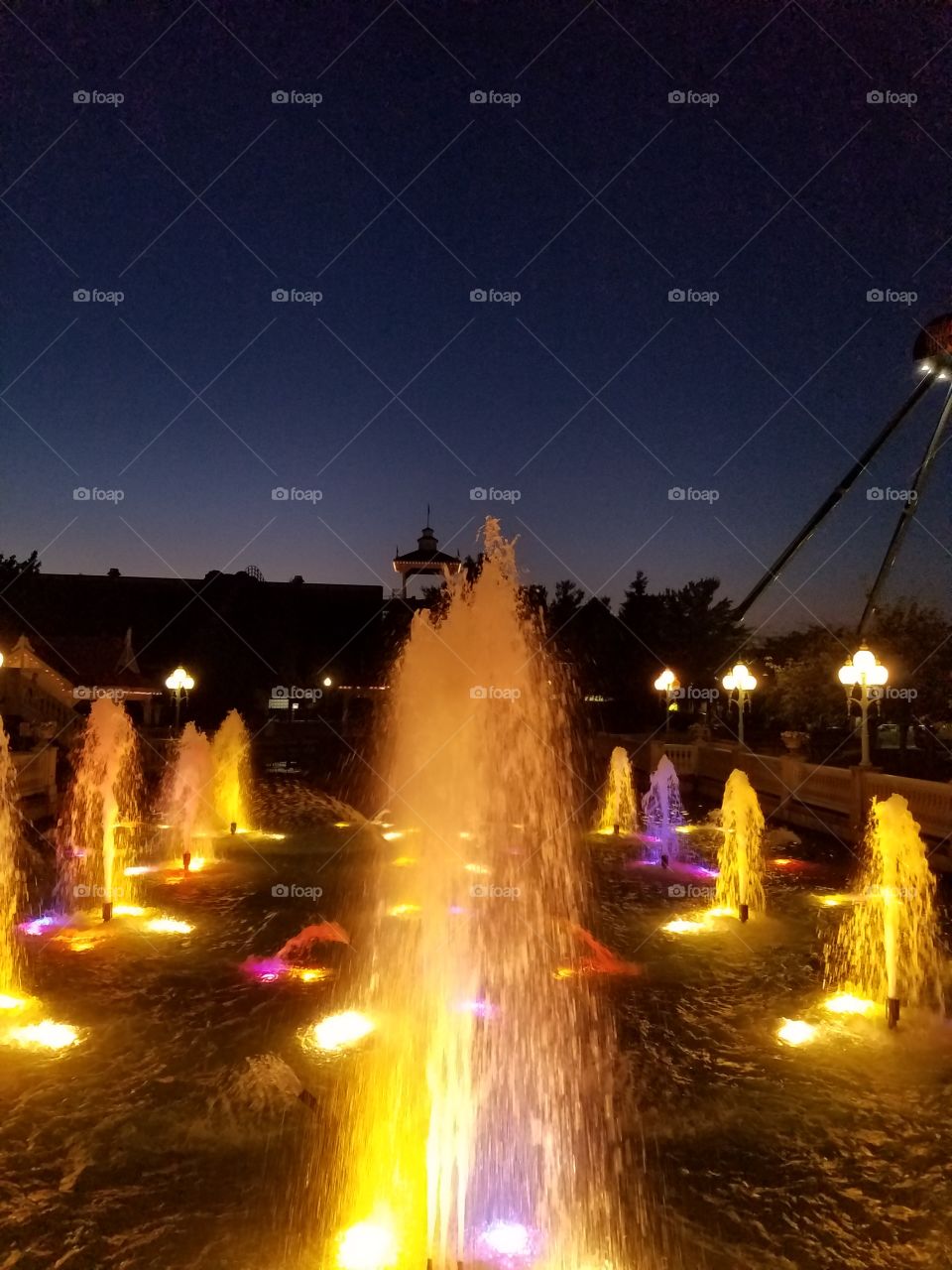 fountain lit up at Lost K