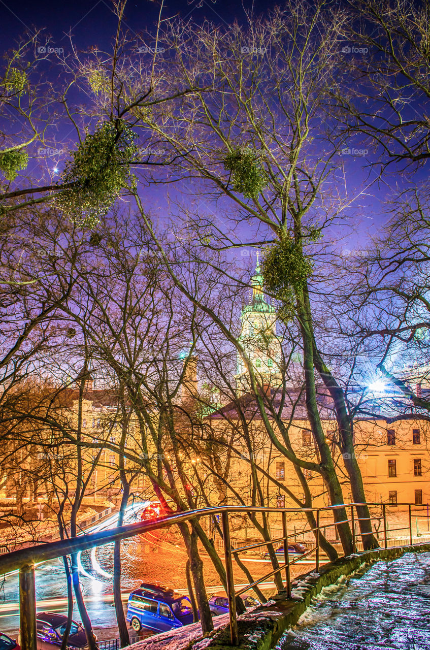 Lviv cityscape during the sunset