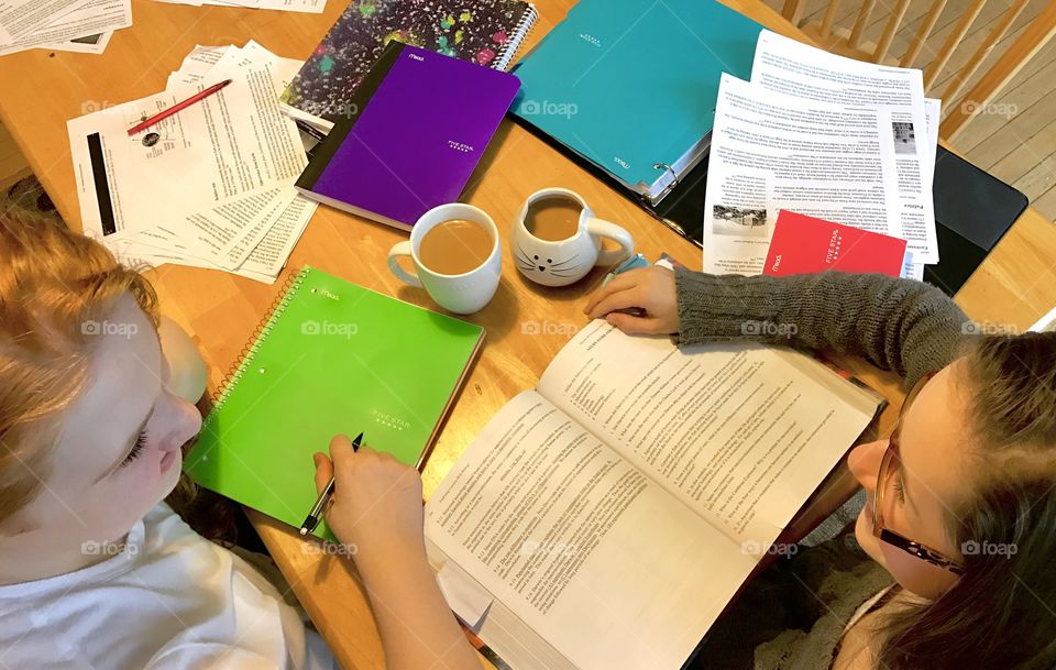 Studying at Table Together