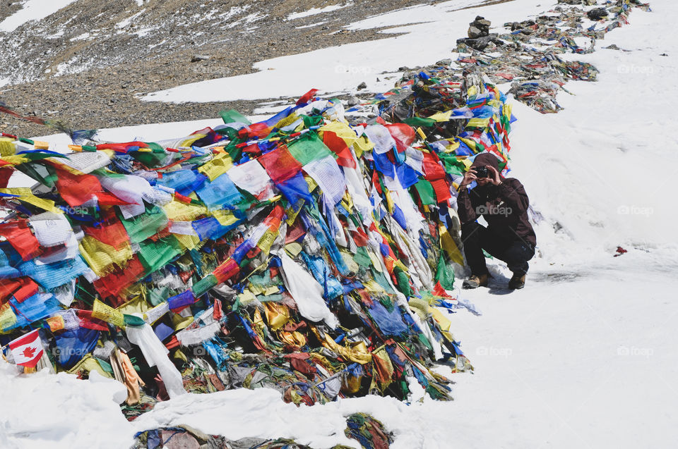 photographer at the highest trekking pass  in the world with 5400 meters of altitude