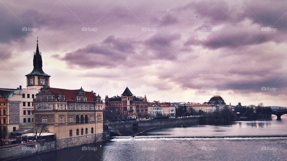 View from the Charles bridge.Prague.Czech Republic.