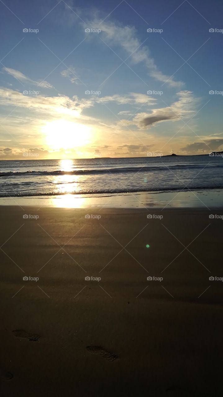 irish sunset on beach