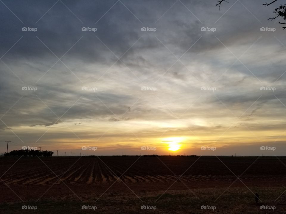 sunset in rural Texas