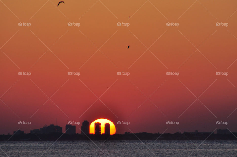ocean sky sunset orange by walters