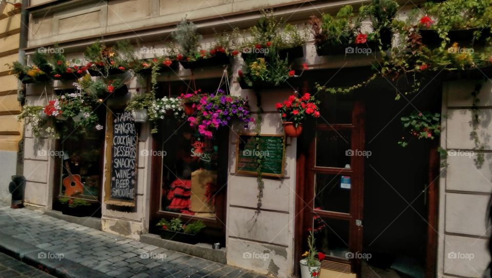 Colourful steet facade