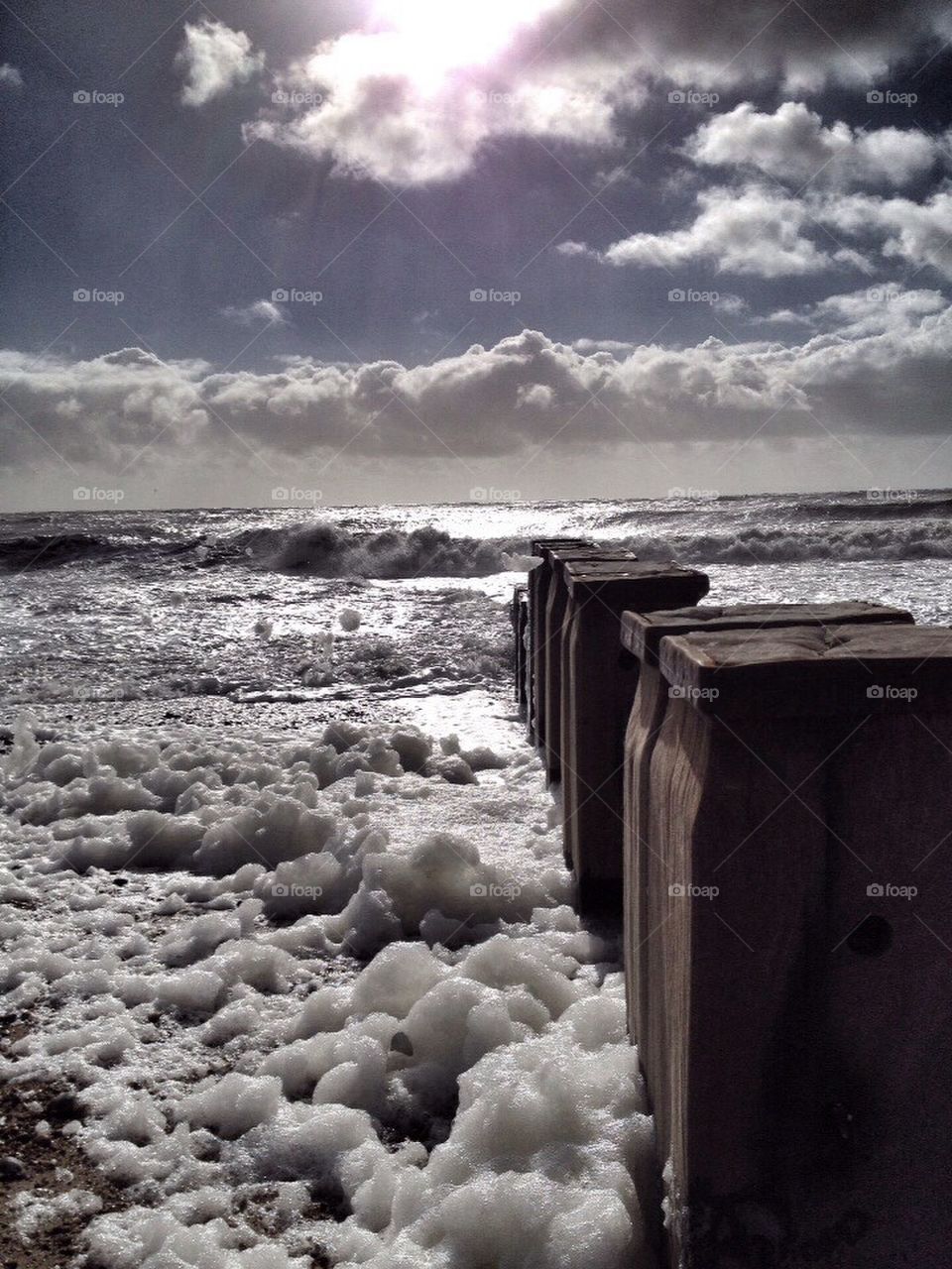 Foamy sea