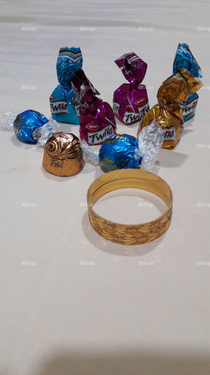chocolates and baby's bracelets